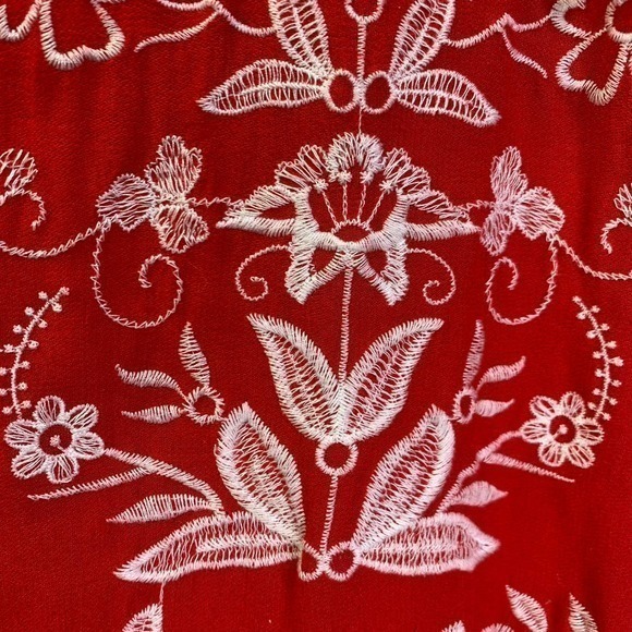 WESTPORT Red & White Floral Embroidered Swing Dress - Picture 7 of 11